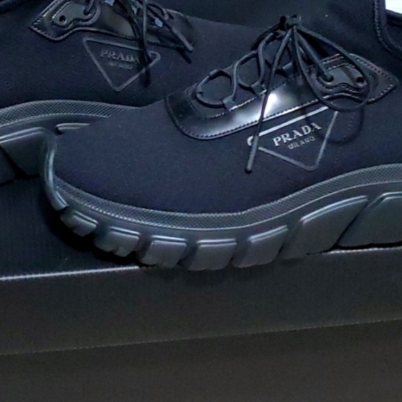 PRADA Men's Allacciate Rush Triangle Logo Knit Sneakers - Picture 3 of 17